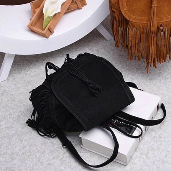 Vegan Suede Western Fringe Backpack - Picture 9 of 11